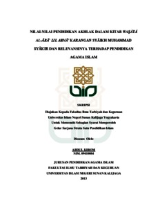 NILAI-NILAI PENDIDIKAN AKHLAK DALAM KITAB WAŞĀYĀ AL-ĀBĀ’ LIL ABNĀ ...